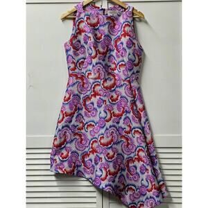 Osman London Dress Size US 6 Pink Oriental Resort 2015 Jacquard Runway Asymmetri